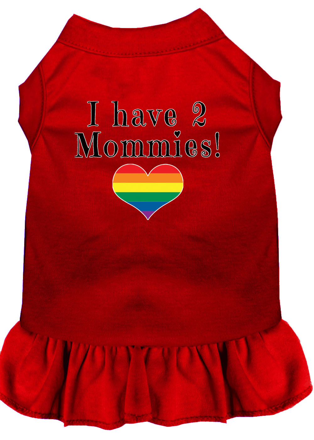 I Have 2 Mommies Screen Print Dog Dress Red Med